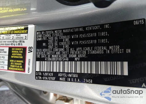 2015 Toyota Venza Le from USA, damaged, VIN 4T3BA3BB3FU075446